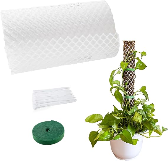 Plastic Moss Poles mesh kit,Plant Poles for Climbing Plants,Plastic Moss Pole Sheets with Different Height,Plant Stakes for Indoor,11.8in10.8ft Plastic mesh Stackable Works with Sphagnum Moss