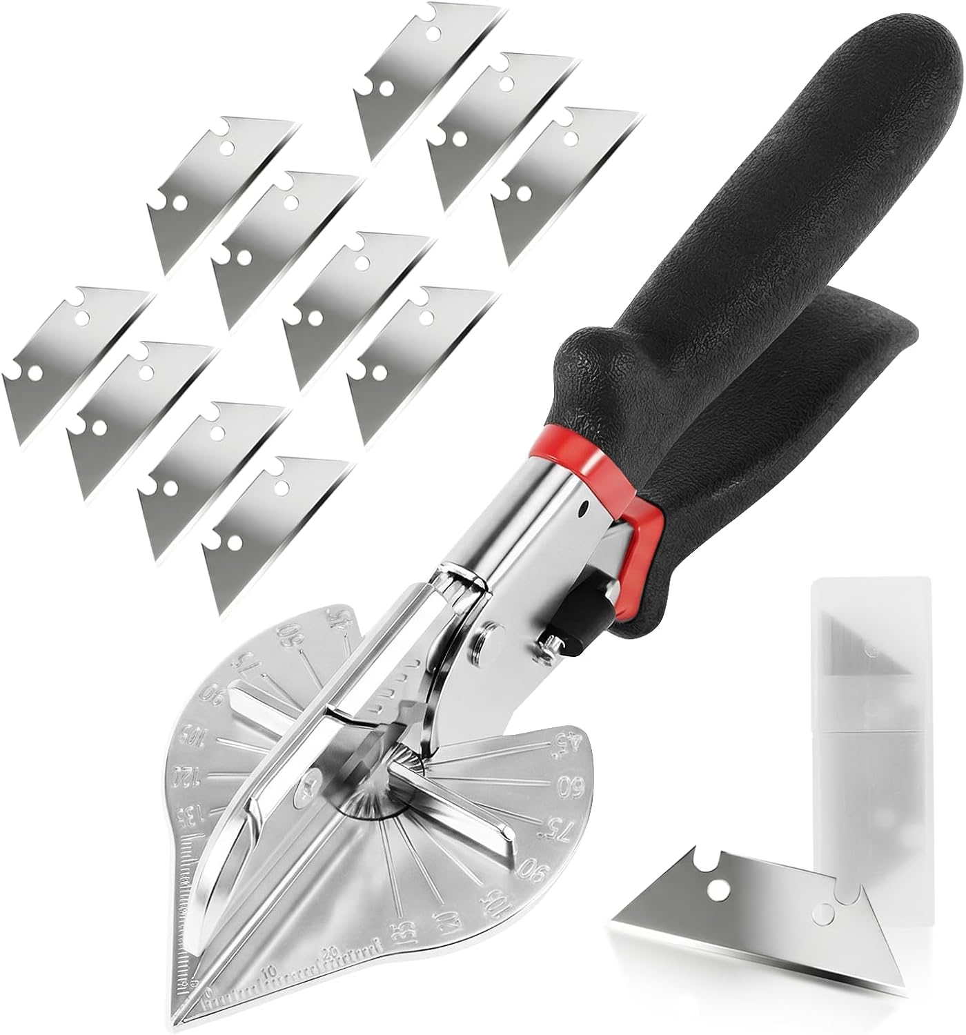 Multi Angle Mitre Scissors with 12 Blades Replacement Multi-Angle Cutting Tool 45-135° Precise Cut for PVC Wood Plastic