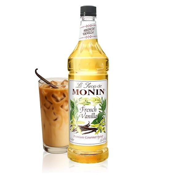 Monin French Vanilla Syrup for Drinks - Gluten Free - 1 liter / 33.8 fl oz