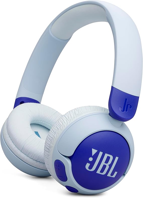 JBL Junior 320BT - On-Ear Kids Headphones - Blue | JBL Safe Sound 85dB, Parental Control with Customizable Volume Playtime, Easy monitoring, Built-in mic, 50-hour battery life