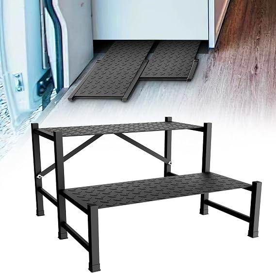 RV Step, 2 Stairs Without Handrail Outdoor RV Stairs Step