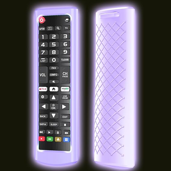 Case for LG TV Remotes, Cover for LG Smart TV Remote Control AKB75095307 AKB75375604 AKB74915305 Original, Replacement Silicone Skin Sleeve Glow in The Dark Purple
