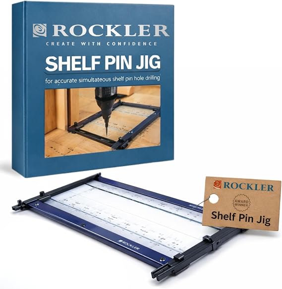 Rockler Shelf Pin Jig | Shelf Pin Drilling Jig for Straight, Perfectly Aligned Holes, Adjustable with Templates | Easy Setup Woodworking Drill Guide