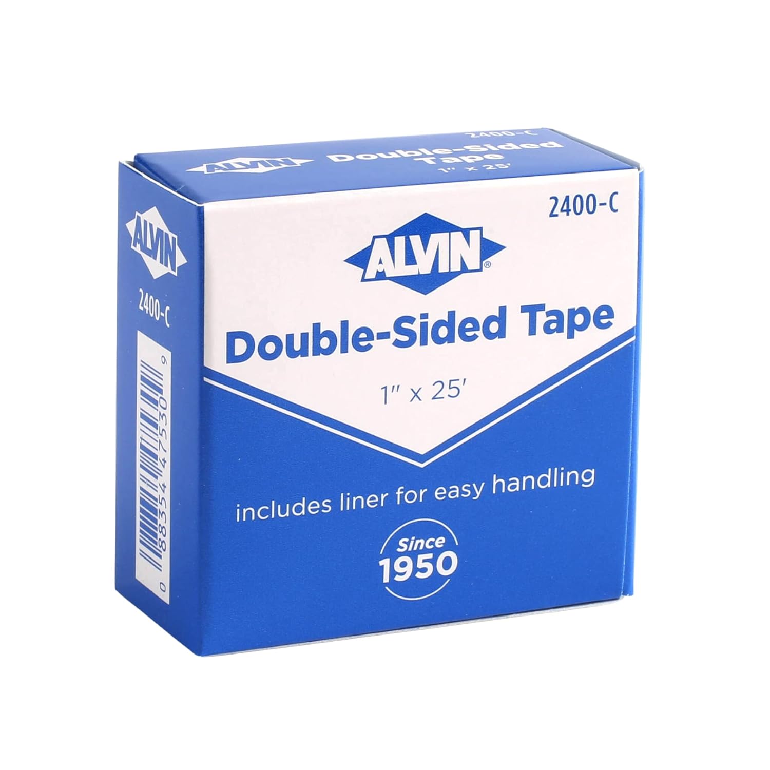 ALVIN Double Sided Tape 1 x 25 Yards Model 2400-C Double Sided Tape, Multipurpose Tape for Arts and Crafts, Great for Woodworking and Home Improvement - 25 Yards
