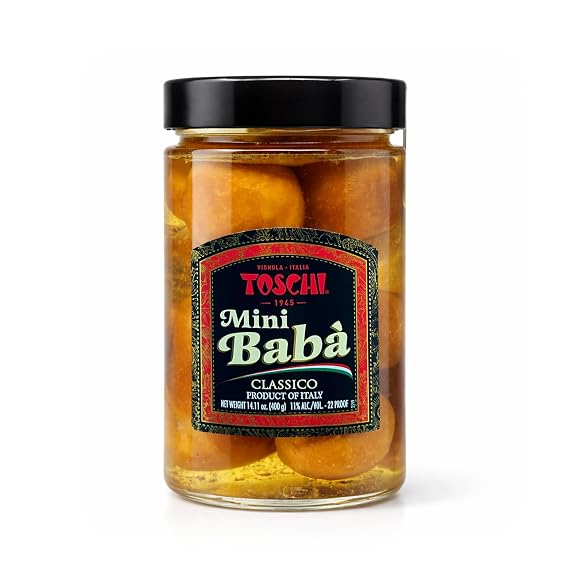 Toschi Mini Baba Classico, Italian Rum-Soaked Sponge Cakes, 14.11 oz | Authentic Italian Dessert | Product of Italy