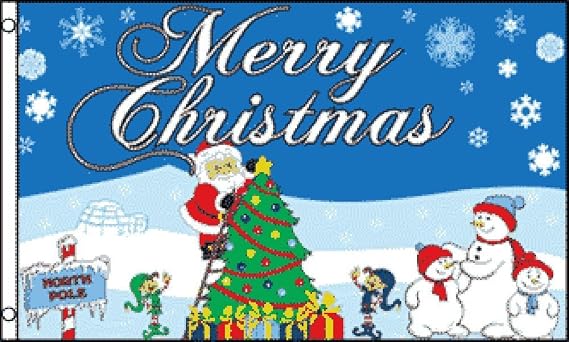 Merry Christmas Santa Tree Snow Christmas Holiday 3x5 3'x5' Flag Premium Quality Polyester Fade Resistant Durable Double Stitched Fly End