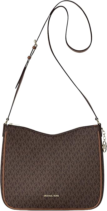 Michael Kors Nayla Medium Shoulder Bag with Metallic Logo - Brown