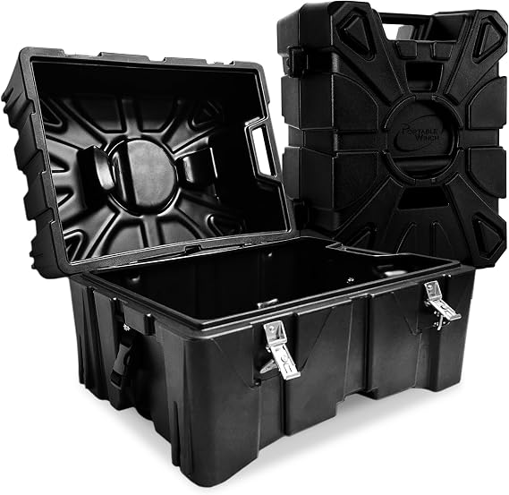 Portable Winch PCA-0102 Transport Case, Molded Storage Box for PCW3000 Winch, Lightweight and Durable Polymer Plastic with Secure ATV, Boat or Snowmobile Mounting Straps, 18.5" x 13" x 12.25"