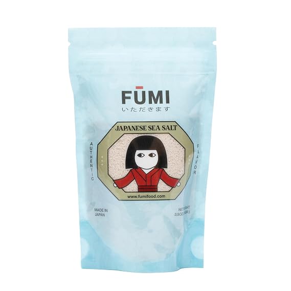 FUMI Moshio Japanese Sea Salt - Fine Ground Gourmet Iodine Salt from Japan - Hand-Harvested Mineral Rich and Naturally Iodized Salt Great for Cooking, Finishing and More - 3.53 oz