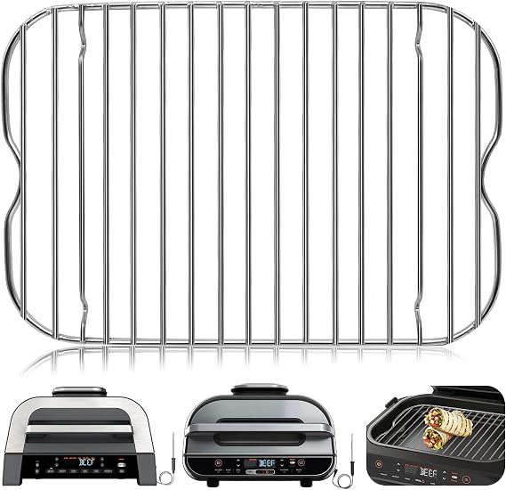 GCQ Air Fryer Replacement Parts for Ninja Foodi FG551 Smart XL Indoor Grill with Air Fry, 11.6''*7.6'' Stainless Steel Air Fryer Accessories Roasting Steamer Grill Racks Baking Tray,Dishwasher safe
