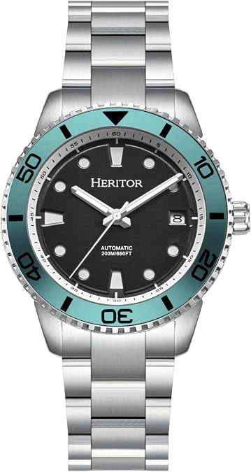HERITOR Automatic Bexley Stainless Steel Watch - Aqua/Blue Automatic