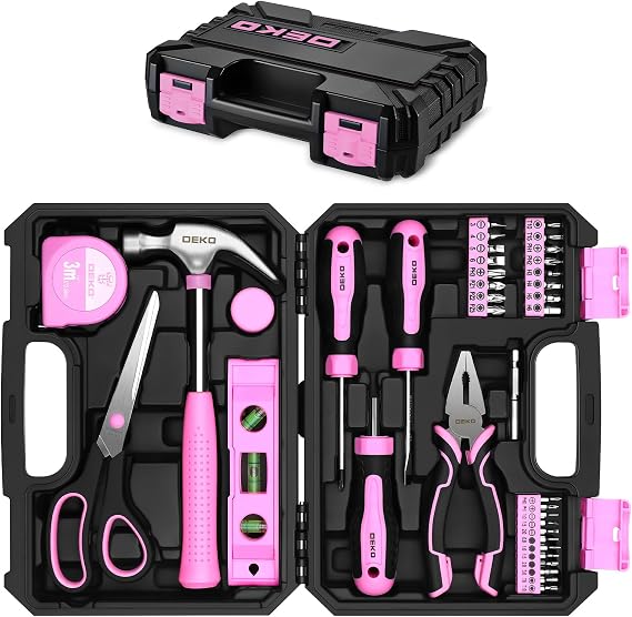 DEKO Pink Tool Kit Set, Mini Hand Tool Set for Apartment, Dorm & Home DIY