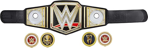 WWE Championship Showdown Deluxe Role Play Title, Authentic Styling with 4 Swappable Side Plates, Adjustable Belt for Kids Ages 6 Years Old & Up