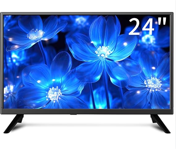 ZOSHING 24 Inch Small TV, DVB-T/T2/ FreeView HD Digital Audio, full view Reduction Color Engine LED Backlighting,AC/DC-12V in/HDMI/VGA/USB Media Player for Camper,Bedroom