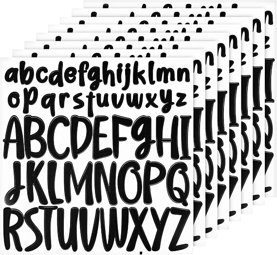 416pcs Letter Stickers, 8 Sheets 1 inch 2 inch Lowercase & Capital Self Adhesive Alphabet Stickers Waterproof Vinyl Letter Decals for Scrapbooking Mailbox Poster Crafts (Black)