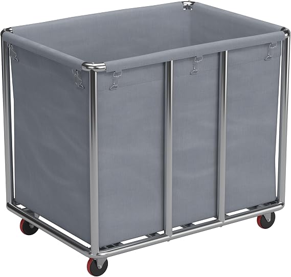 lesolar Rolling Laundry Cart,Hotel Laundry Hampers,Large Heavy Duty Commercial Laundry Tumbler,Dirty Linen Trolley with Wheels, Industrial Laundry Hampers with Steel Frame and Removable Bags