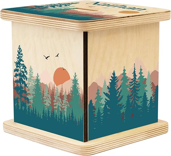Personalized Wooden Piggy Bank for Kids Custom Money Saving Box Gifts for Boys and Girls for Birthday, Christmas, Children's Day (Trees)