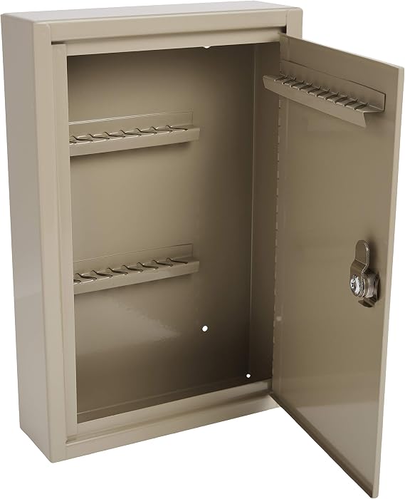 MMF Industries STEELMASTER 30-Key Uni-Tag Single-Tag Compact Steel Key Cabinet (201903003), Sand