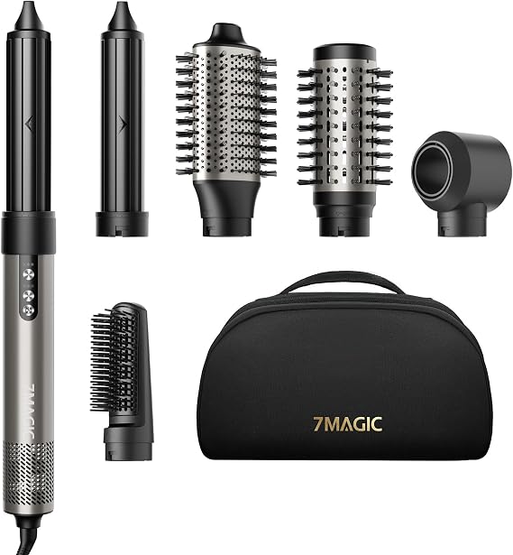 7MAGIC 6 in 1 Multi Hair Styler & High-Speed Hair Dryer Brush Silver