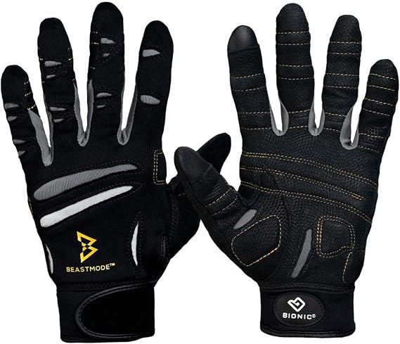 Bionic Men's Beastmode Full Finger Gym Workout Gloves