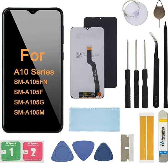 Screen Replacement for Samsung Galaxy A10 6.2 SM-A105FN, SM-A105F, SM-A105G, SM-A105M Assembly LCD Display Touch Screen Digitizer with Tools Adhesive