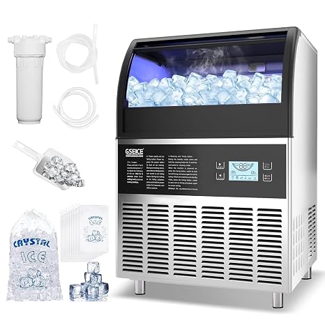 Commercial Ice Maker Machine - 200LBS/24H Under Counter Ice Machine with 70LBS Storage Bin, 90 Ice Cubes in 11Min, Stainless Steel Freestanding Ice Making Machine for Home Bar Outdoor