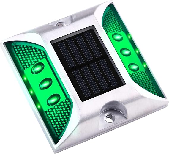 Aolyty LED Solar Road Light with Flat Back Side, 1 Pack, Green