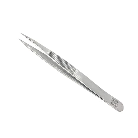 Stainless Steel General Purpose Forceps with Straight Strong Tips (4.75 in. (120mm), Serrated Finger Grips)