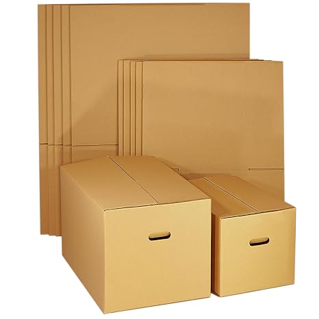 Cardboard Box Set 140 x 100 Size Cardboard, 5 Each with Handle Holes for Moving, Delivery, and Packaging dE1HTx5-dC3Tx5