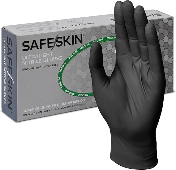 SAFESKIN Ultralight Disposable Nitrile Gloves - 2.0 Mil - Powder Free, Latex Free, All Purpose, Food Prep, Cooking, Cleaning