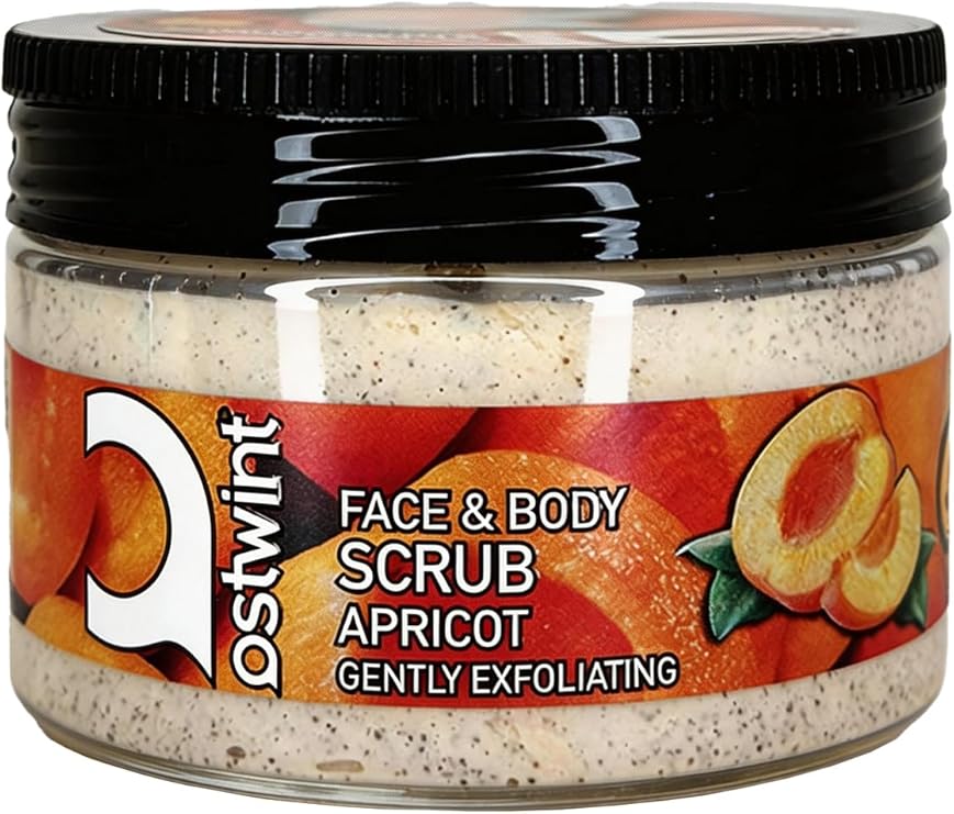 Ostwint Face and Body Exfoliating Scrub Apricot 300ml, Skin Cleansing, Smoothing, Circulation Accelerator