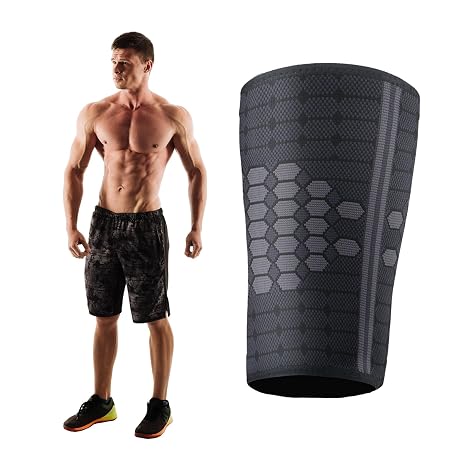 Thigh Compression Sleeve, Elastic Hamstring Support, Sweat-Absorbing Thigh Compression Support Sleeve for Men & Women Muscle Injury/Pain Relief/Physical Exercise