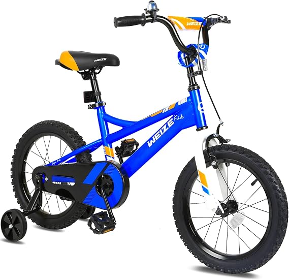 WEIZE Kids Bike,16 Inch Children Bicycle for Boys Girls Ages 4-12 Years Old, Rider Height 38-48 Inch, Coaster Brake, Blue