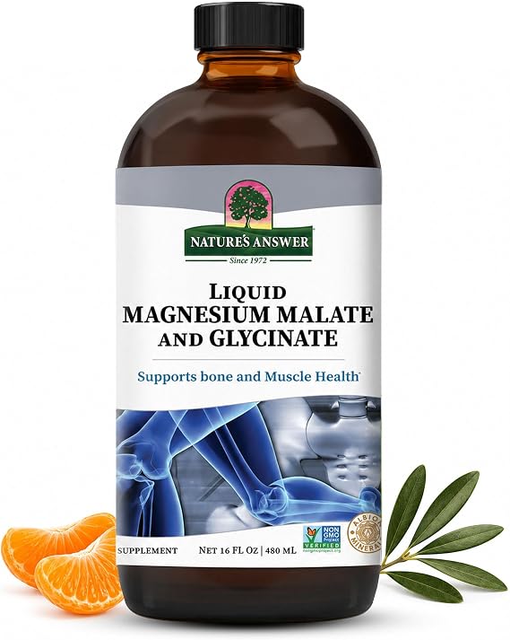 Natures Answer, Magnesium Glycinate Liquid, 16 Fl Oz | Daily Formula for Sleep, Bone, Joint & Muscle Support, Easy Absorption And Regular Use, Non-GMO, Vegan