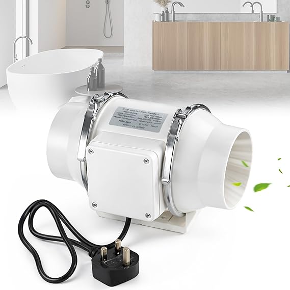 4 inch Inline Extractor Fan: 220m³/h 40W 100mm Quiet Duct Fan | Bathroom Extractor Fan for Bathrooms Kitchens and Grow Tents Providing Efficient Ventilation with Quiet Operation