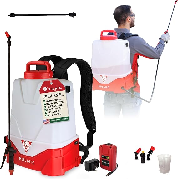 PULMIC Electric Backpack Sprayer 4 Gallon Battery Powered Sprayer for Lawn, Garden & Farm Adjustable Pressure, High-Performance Sprayer Pump, Lithium Battery, Multi-Nozzle Kit, 7-Hour Autonomy.