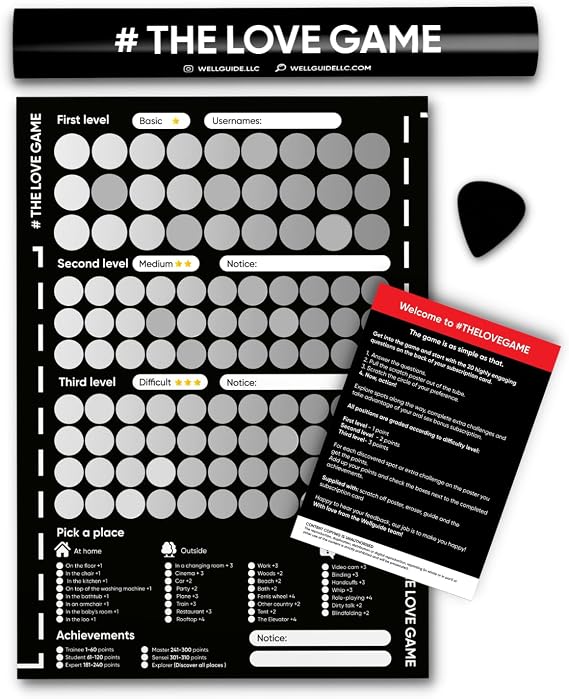 THELOVEGAME The Love Game Scratch Off Poster Game for Couples Valentines Day Gifts Wall Posters Gift for him and for her Wedding Gifts Romantic Game Dates Night (with Gift Tube)