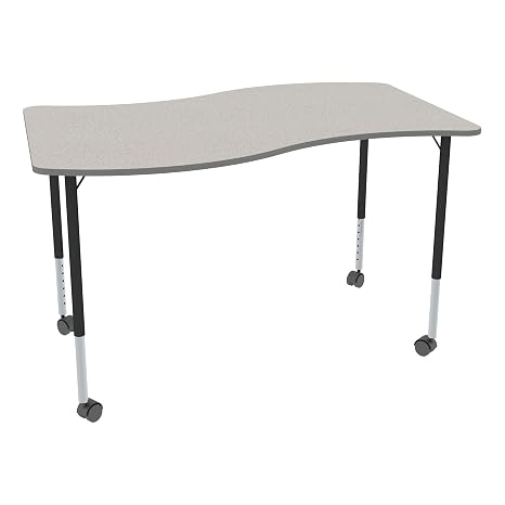Learniture Structure Series Mobile Wave Collaborative Adjustable Height Table (30" W x 48" L)