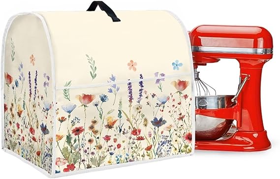 Kitchen Aid Mixer Covers for Stand Mixer 4.5-5 qt Small Appliance Dust Cover with Pockets Floral Stand Mixer Cover Kitchen Mixer Parts & Accessories Decorative Protector