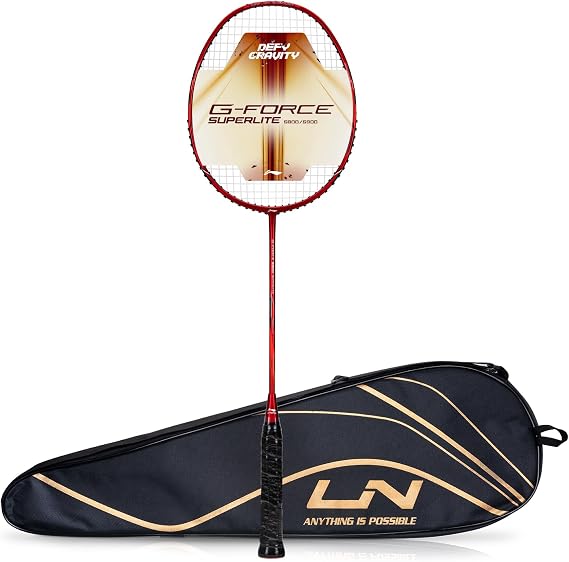 LI-NING G-Force 5900 Superlite Strung Badminton Racquet 5U G6 (Dark Red/Silver)