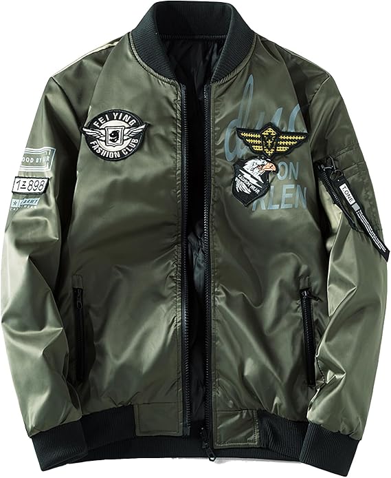 Men's Flight Bomber Jacket Double Sided Wear Plus Coat MA-1 Windbreaker Military Flight Jacket