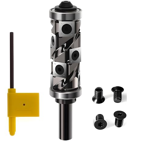 Spiral Double Bearing Trim Router Bit Carbide Insert Flush Trim Bit 1/2 Shank 2-1/2(65MM) Cutting Length 30mm Cutting Diameter Woodworking Template Trimming