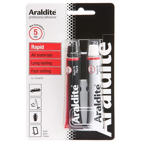 Araldite ARA-400005 Translucent Rapid Adhesive Epoxy-Sets in 5mins, 2 x 15ml, Tubes