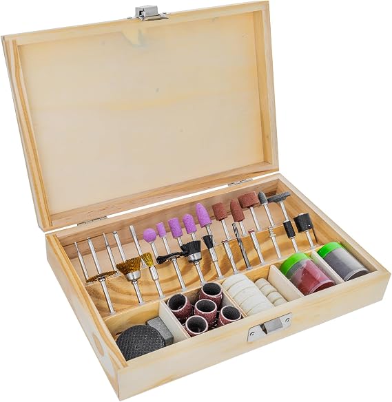 Universal Tool 100pc Polish Sand Cut Rotary Accessory Set in Wooden Box
