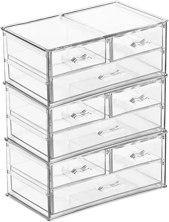 6 Katlı 9 Çekmeceli Çok Amaçlı Akrilik Makyaj Organizer 24x14x30 cm