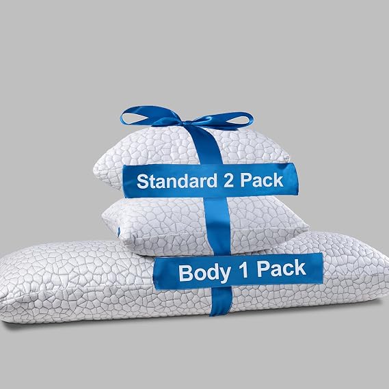 QUTOOL Memory Foam Pillows 2 Pack, Gel Pillows Standard Size Set of 2, Luxury Cooling Body Pillows for Adults