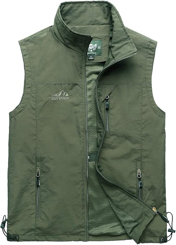 Hixiaohe Mens Lightweight Vest Outerwear Casual Summer Outdoor Travel Vest for Hiking Fishing Golf Photo Work with Pockets