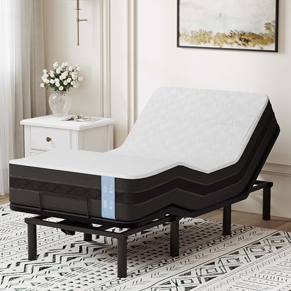 FLEXISPOT Twin XL Adjustable Bed Base with 10" Mattress