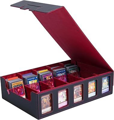 Trading Card Storage Box with Commander Display, 5-Row Deck Case 4000 Cards, Magnetic Lid & Quick-View Windows, Waterproof PU for MTG, TCG & Sports Cards — 24 Dividers, 10 Stoppers
