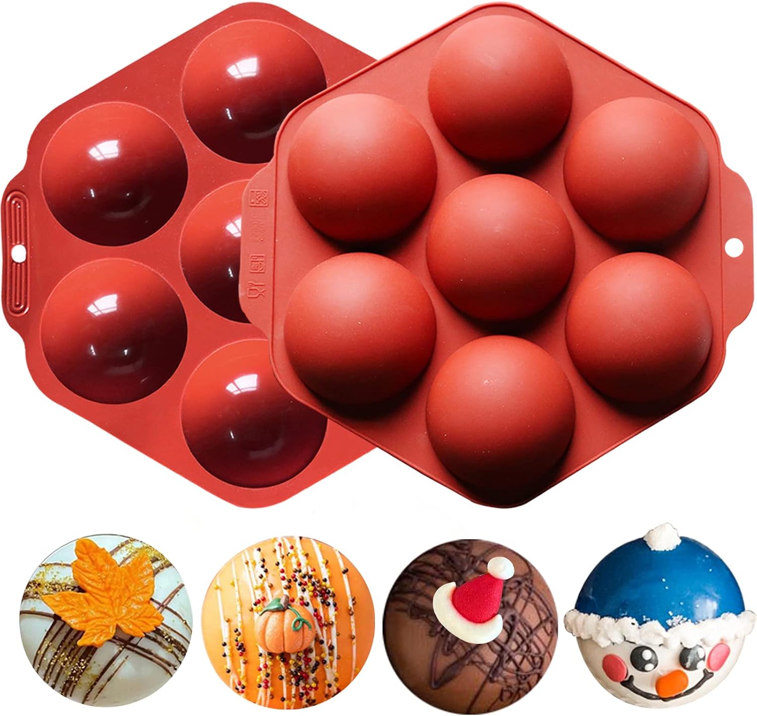 Large 7 Holes Hot Chocolate Bomb Mold, Silicone Molds for Making Hot Cocoa Bombs, Cake, Jelly, Dome Mousse 2 Packs